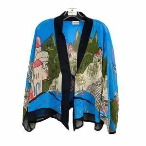 Chico's Blue-Black Silk Shawl Wrap | Regular M Scarves & Wraps